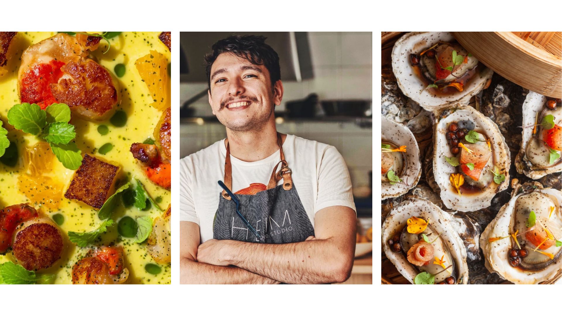 Imagem: Chef Pedro Soares e suas criações - @pedrosoaressc, @purooysterbar